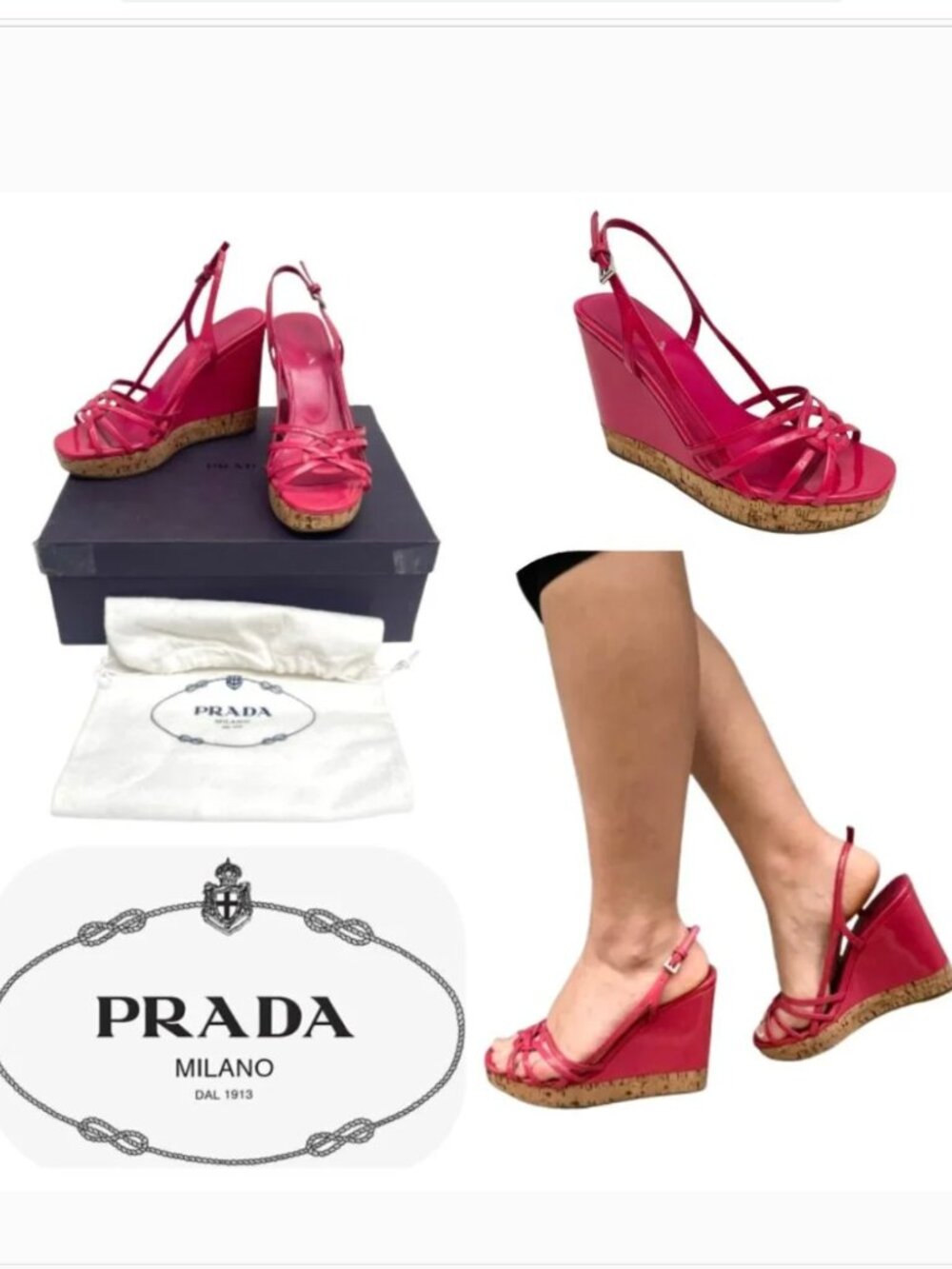 Prada platform Patent Leather Wedges 7,5